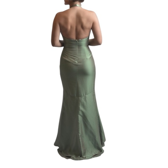 Jovani Halter Gown Green - Picture 2 of 2